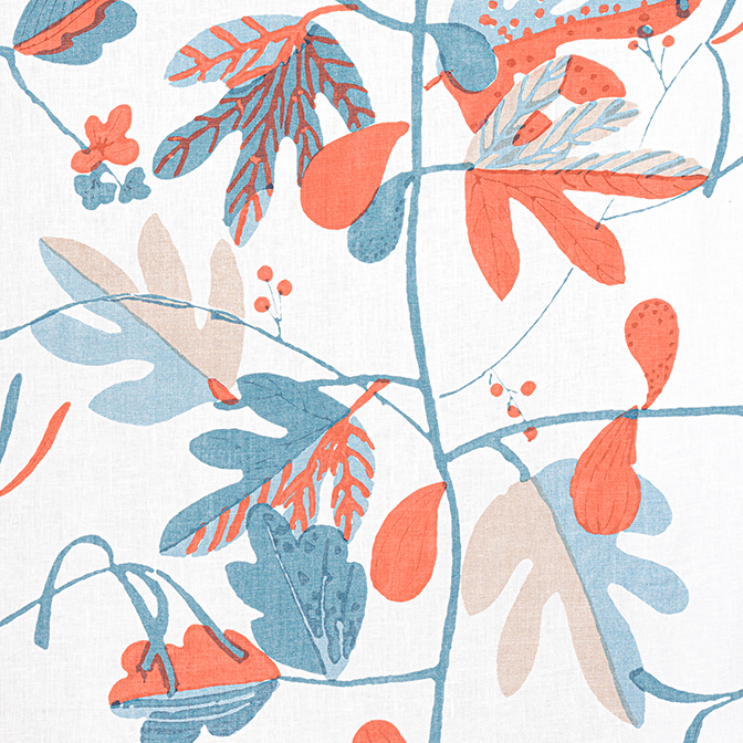 Matisse Leaf French Blue and Coral F916207