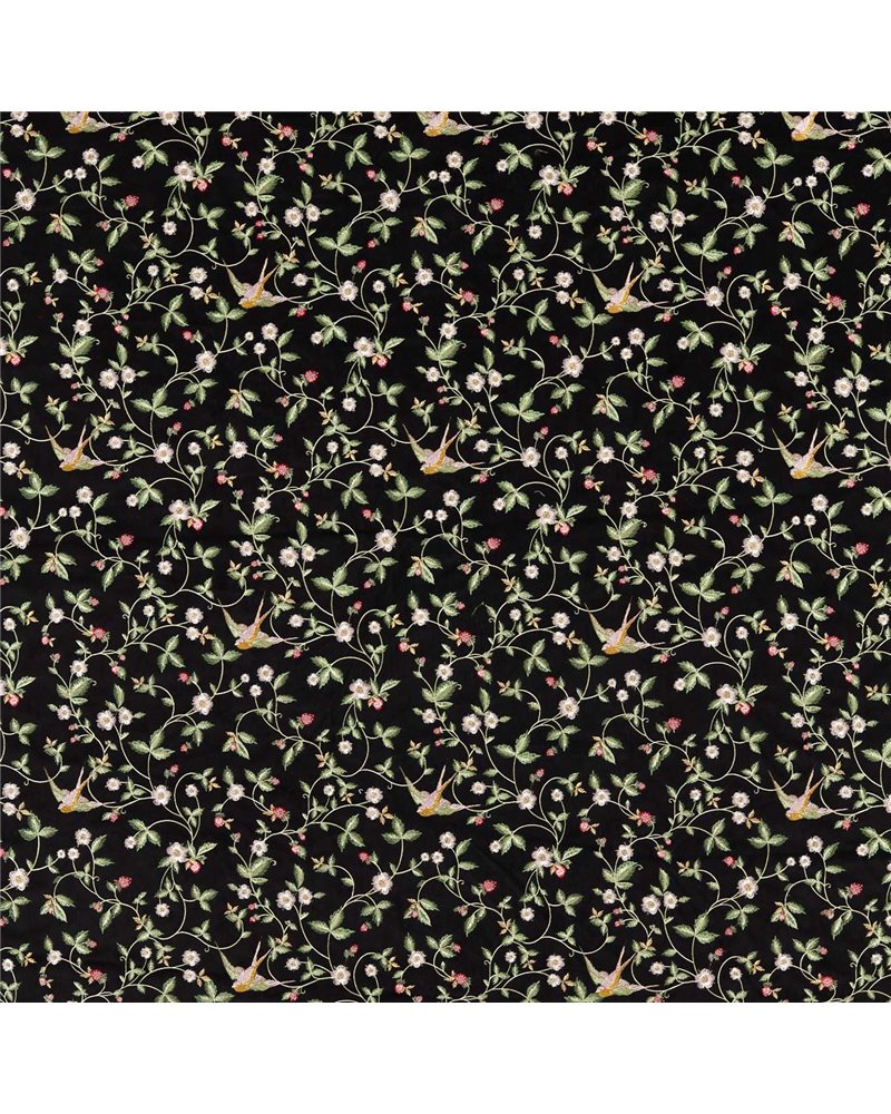 Wild Strawberry Noir Embroidery F1582-01 Wild Strawberry Noir Embroidery F1582-01