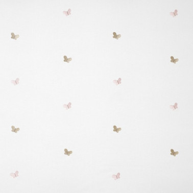 Tela MWS29954101 PAPILLONS BRODES ROSE BEIGE Casadeco